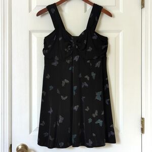 Y2K Vintage Butterfly Printed Sleeveless Sweetheart A-Line Mini Dress Black M